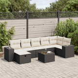 8 Piece Garden Sofa Set with Cushions Black Poly Rattan