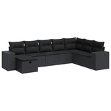 8 Piece Garden Sofa Set with Cushions Black Poly Rattan - Front View