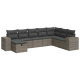 8 Piece Garden Sofa Set with Cushions Grey Poly Rattan - Front View