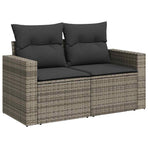 9 Piece Garden Sofa Set with Cushions Grey Poly Rattan