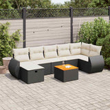 8 Piece Garden Sofa Set with Cushions Black Poly Rattan