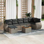 8 Piece Garden Sofa Set with Cushions Grey Poly Rattan