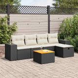 6 Piece Garden Sofa Set with Cushions Black Poly Rattan