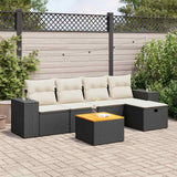 6 Piece Garden Sofa Set with Cushions Black Poly Rattan
