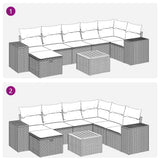 8 Piece Garden Sofa Set with Cushions Grey Poly Rattan