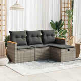 4 Piece Garden Sofa Set with Cushions Grey Poly Rattan