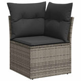 6 Piece Garden Sofa Set with Cushions Grey Poly Rattan