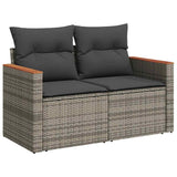 7 Piece Garden Sofa Set with Cushions Grey Poly Rattan - Side View