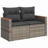 6 Piece Garden Sofa Set with Cushions Grey Poly Rattan - Side View