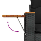 4 Piece Garden Sofa Set with Cushions Black Poly Rattan - Extra Image