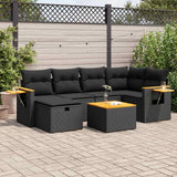 7 Piece Garden Sofa Set with Cushions Black Poly Rattan
