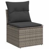 4 Piece Garden Sofa Set with Cushions Grey Poly Rattan - Side View