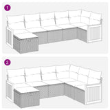 7 Piece Garden Sofa Set with Cushions Grey Poly Rattan - Close-Up Angle