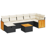 8 Piece Garden Sofa Set with Cushions Black Poly Rattan - Front View