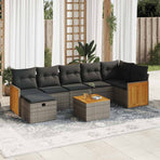8 Piece Garden Sofa Set with Cushions Grey Poly Rattan
