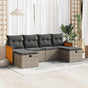 6 Piece Garden Sofa Set with Cushions Grey Poly Rattan