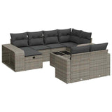11 Piece Garden Sofa Set with Cushions Grey Poly Rattan - Front View