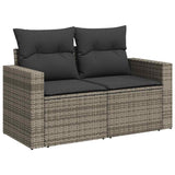 11 Piece Garden Sofa Set with Cushions Grey Poly Rattan - Side View