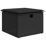 11 Piece Garden Sofa Set with Cushions Black Poly Rattan - Rear View