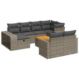 11 Piece Garden Sofa Set with Cushions Grey Poly Rattan - Front View