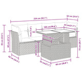 5 Piece Garden Sofa Set with Cushions Black Poly Rattan - Extra Image