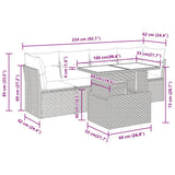 5 Piece Garden Sofa Set with Cushions Beige Poly Rattan