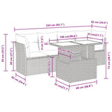 5 Piece Garden Sofa Set with Cushions Grey Poly Rattan - Extra Image