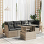 5 Piece Garden Sofa Set with Cushions Grey Poly Rattan