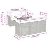 6 Piece Garden Sofa Set with Cushions Black Poly Rattan - Extra Image