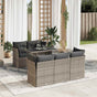 6 Piece Garden Sofa Set with Cushions Grey Poly Rattan