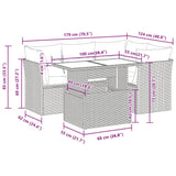 5 Piece Garden Sofa Set with Cushions Beige Poly Rattan - Extra Image