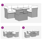 6 Piece Garden Sofa Set with Cushions Black Poly Rattan