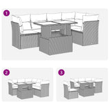 6 Piece Garden Sofa Set with Cushions Black Poly Rattan - Extra Image