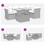 6 Piece Garden Sofa Set with Cushions Beige Poly Rattan - Extra Image