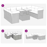 10 Piece Garden Sofa Set with Cushions Grey Poly Rattan - Extra Image