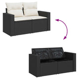 6 Piece Garden Sofa Set with Cushions Black Poly Rattan - Close-Up Angle