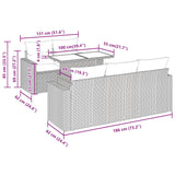 6 Piece Garden Sofa Set with Cushions Black Poly Rattan - Extra Image