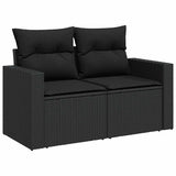 5 Piece Garden Sofa Set with Cushions Black Poly Rattan - 45-Degree Angle