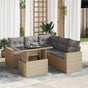 6 Piece Garden Sofa Set with Cushions Beige Poly Rattan