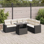 7 Piece Garden Sofa Set with Cushions Black Poly Rattan