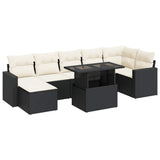 8 Piece Garden Sofa Set with Cushions Black Poly Rattan