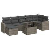 8 Piece Garden Sofa Set with Cushions Grey Poly Rattan - Front View