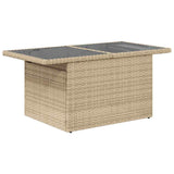 5 Piece Garden Sofa Set with Cushions Beige Poly Rattan - 45-Degree Angle
