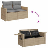 5 Piece Garden Sofa Set with Cushions Beige Poly Rattan - Close-Up Angle