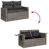 6 Piece Garden Sofa Set with Cushions Grey Poly Rattan - Low Angle