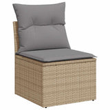 5 Piece Garden Sofa Set with Cushions Beige Poly Rattan - Side View