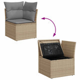 5 Piece Garden Sofa Set with Cushions Beige Poly Rattan - Low Angle