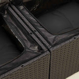 7 Piece Garden Sofa Set with Cushions Black Poly Rattan - Extra Image