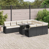 11 Piece Garden Sofa Set with Cushions Black Poly Rattan