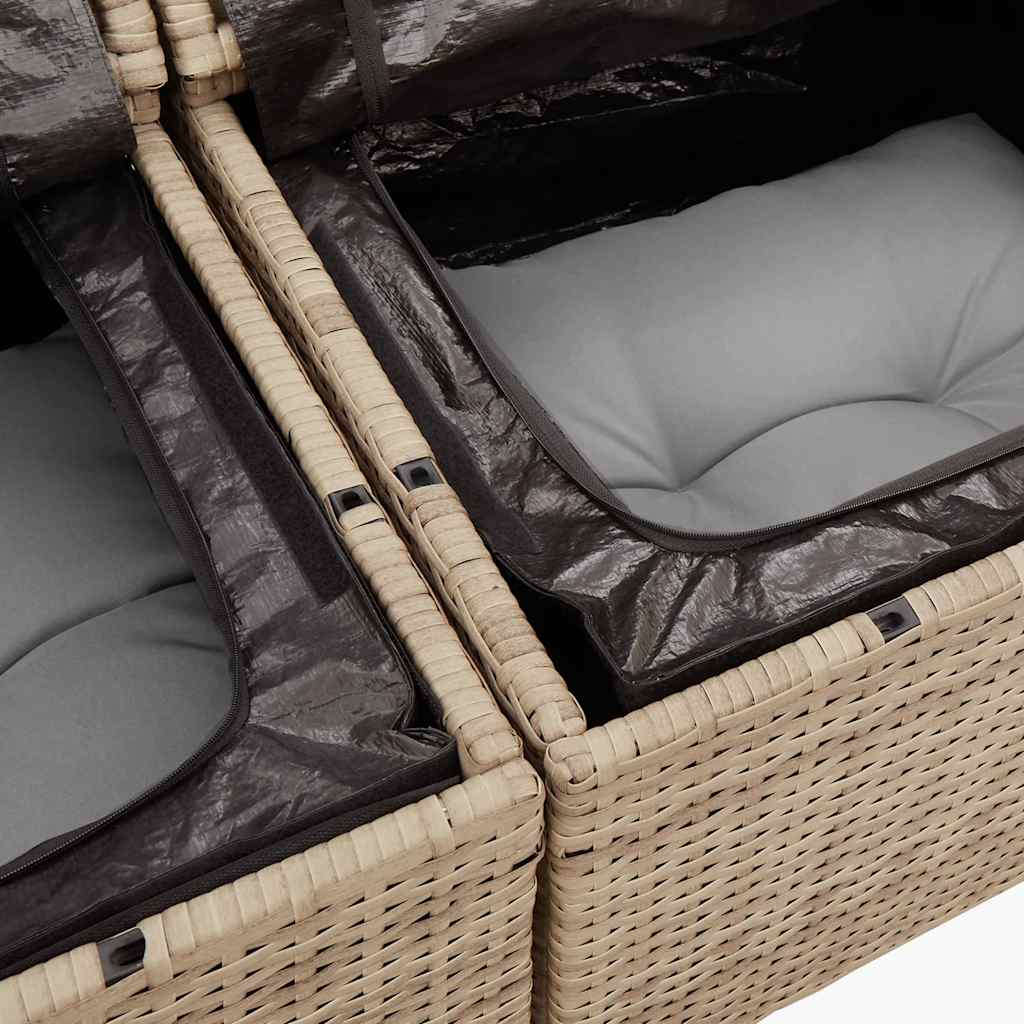 11 Piece Garden Sofa Set with Cushions Beige Poly Rattan